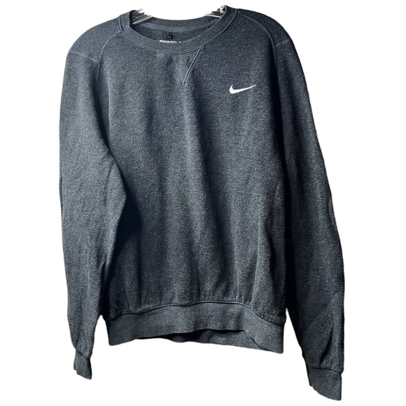 Nike Pullover Sweatshirt SMALL Standard Fit Sweater Dark Gray Swoosh Long Sleeve - Picture 1 of 12